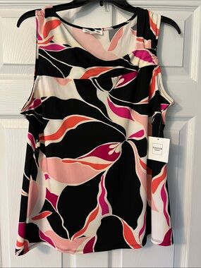 PerSeption Concept Women's Black Floral-Print Sleeveless Dress